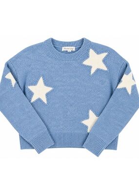 Threaded Leaf Women’s XS Blue White Star Oversized Cropped Sweater